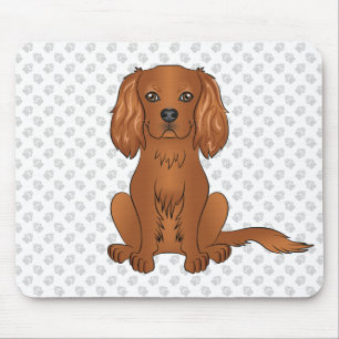 Ruby Cavalier King Charles Spaniel & Paws Mouse Mat