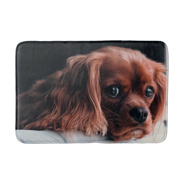 Ruby Cavalier King Charles Spaniel Puppy Dog Bath Mat (Front)