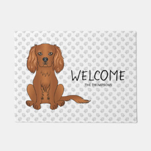 Ruby Cavalier King Charles Spaniel & Text Doormat