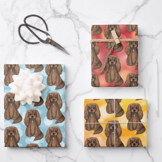 Ruby Cavalier King Charles Spaniel   Wrapping Paper Sheet (Front)