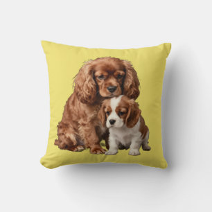 Ruby Cavalier Spaniel and her Blenheim puppy Cushion