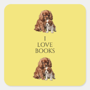Ruby Cavalier Spaniel and her Blenheim puppy Square Sticker