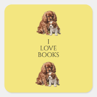 Ruby Cavalier Spaniel and her Blenheim puppy Square Sticker