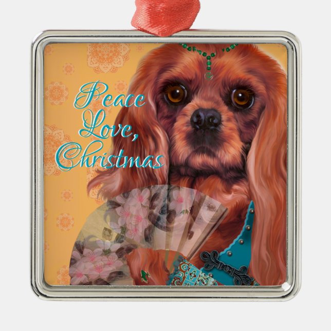 Ruby Cavalier Spaniel Ornament (Front)
