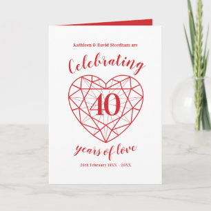 Ruby celebrating 40 years of love 40th anniversary invitation