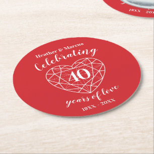 Ruby celebrating 40 years of love party coasters