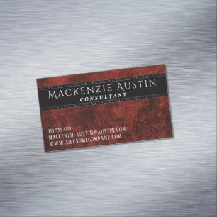Ruby Crimson Red Classic Grunge Professional Magnetic Business Card