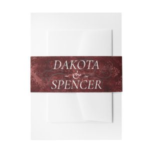Ruby Crimson Red   Classic Grunge Wedding Names Invitation Belly Band