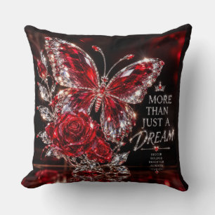 Ruby Crystal Butterfly & Rose Cushion