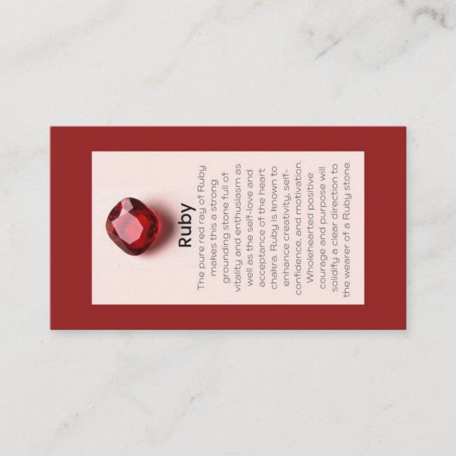 Ruby Crystal Meaning Jewellery Display Gemstone Business Card (Front)