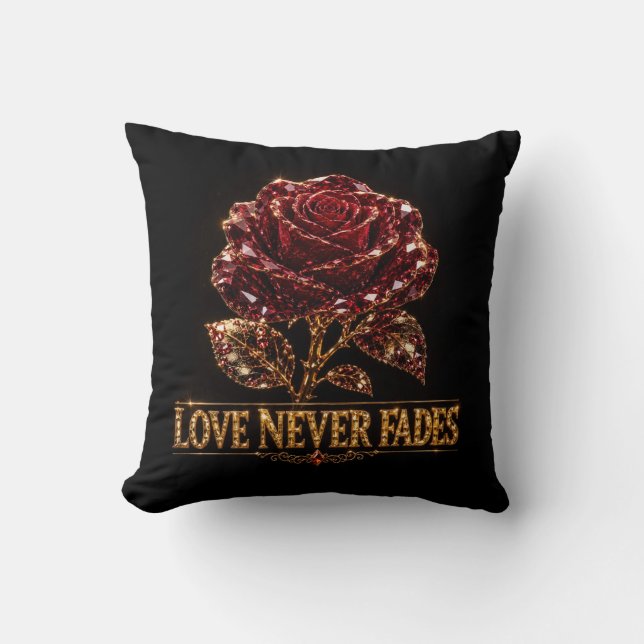 Ruby Crystal Rose – Love Never Fades Cushion (Front)