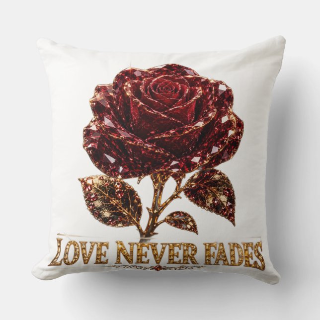 Ruby Crystal Rose – Love Never Fades Cushion (Front)