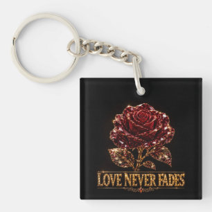 Ruby Crystal Rose – Love Never Fades Key Ring