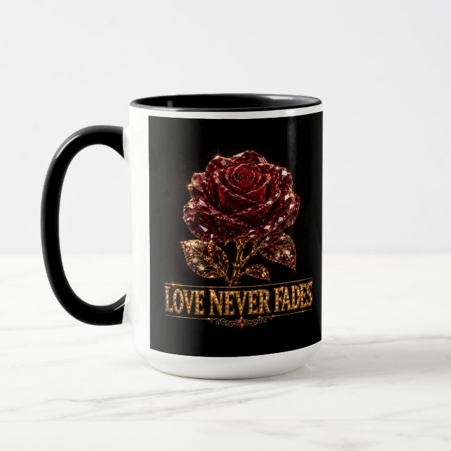 Ruby Crystal Rose – Love Never Fades Mug (Left)