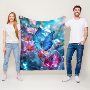 Ruby Crystals Garden Butterfly Fleece Blanket