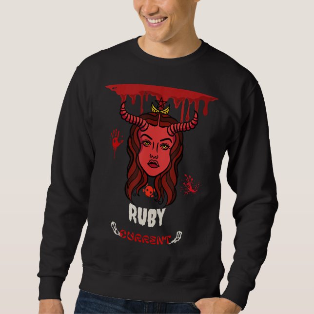 Ruby Current Retro Halloween Blood Demon Designs P Sweatshirt (Front)