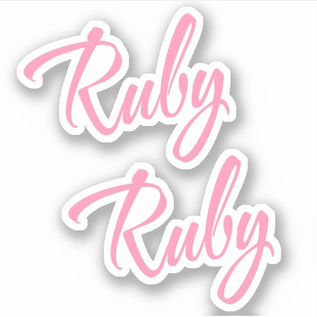 Ruby Decorative Name in Pink x2 Sticker (Front)
