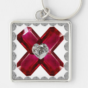 Ruby Diamond Art, Red Keychain
