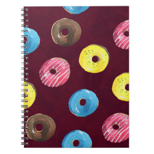 Ruby Doughnuts: Watercolor Seamless Pattern. Notebook