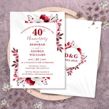 D&L Designs Ltd Personalised Ruby Wedding 40th Anniversary Invitations (Design Code: RWA 024) (Pack Of 60 - View #13