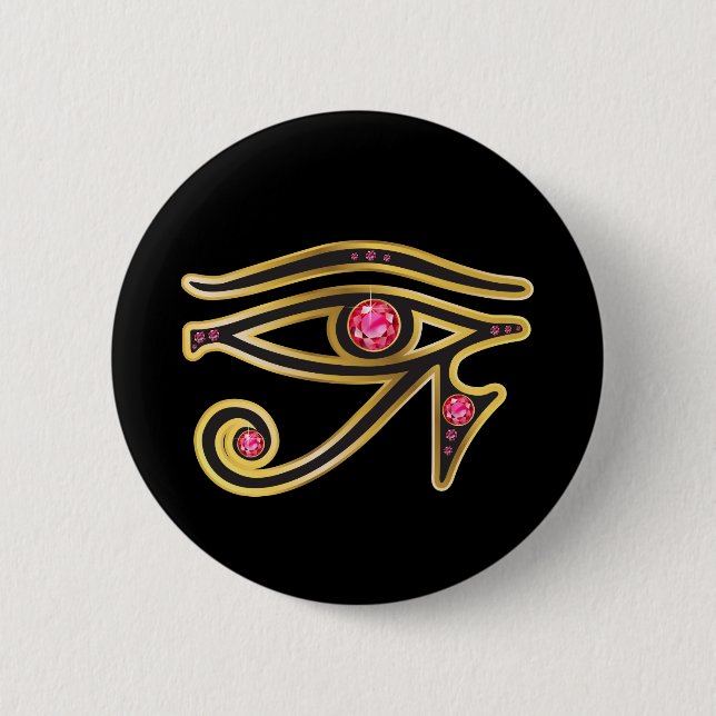 Ruby  Eye of Ra in Gold 6 Cm Round Badge (Front)