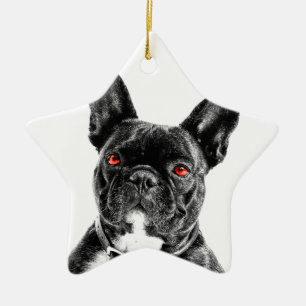 Ruby Eye'd Bulldog Ceramic Tree Decoration