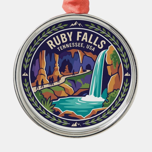 Ruby Falls Tennessee Metal Tree Decoration (Front)
