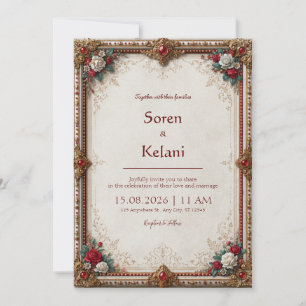 Ruby Floral Baroque Wedding Invitation