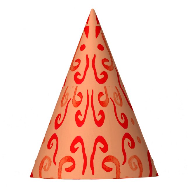 Ruby Floral: Tribal Geometric Pattern. Party Hat (Front)