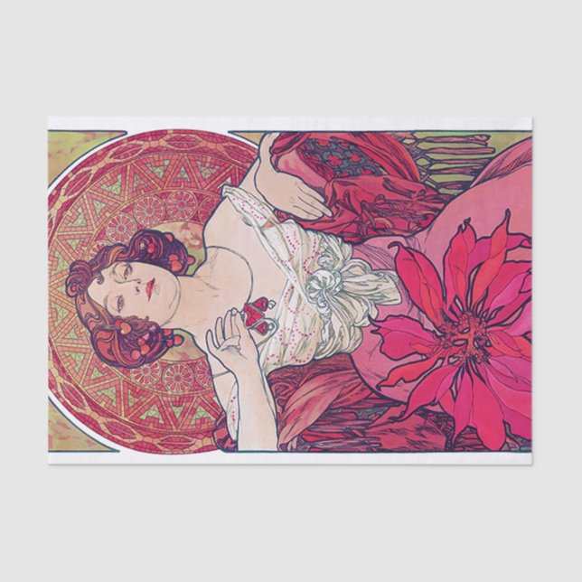 Ruby (Four Jewels), Alphonse Mucha Tissue Paper (Front)