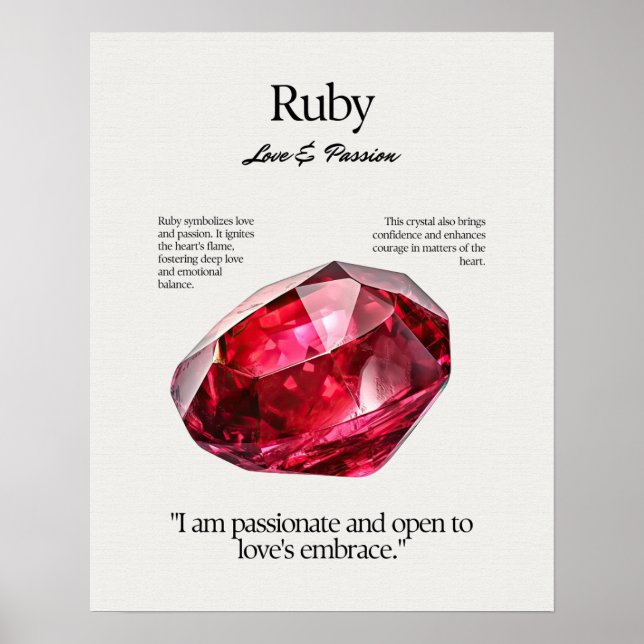 Ruby Gem Crystal Meaning Card Poster (Front)