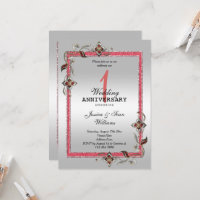 Ruby Gem, Glitter & Silver 1st Wedding