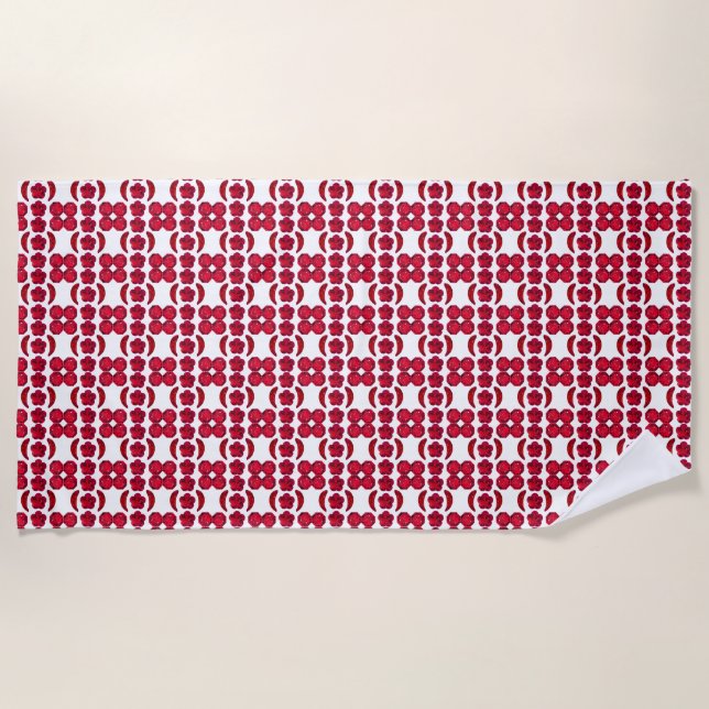 Ruby Gemstone Art, Red  Beach Towel (Front)