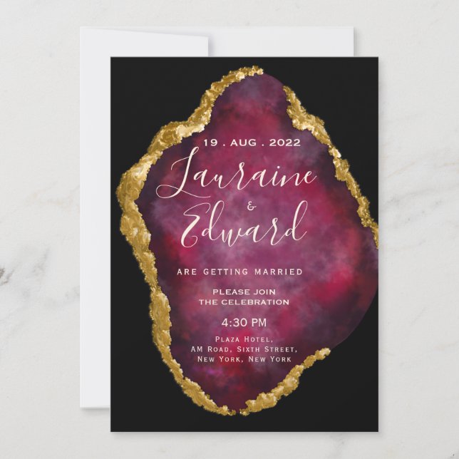 ruby gemstone glitter  invitation (Front)