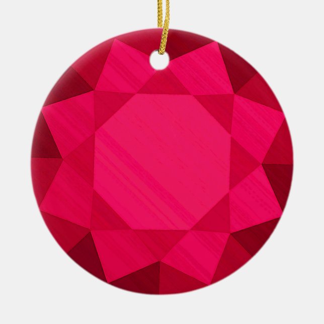 Ruby Gemstone / Jewel Graphic Image  Ceramic Tree Decoration (Front)