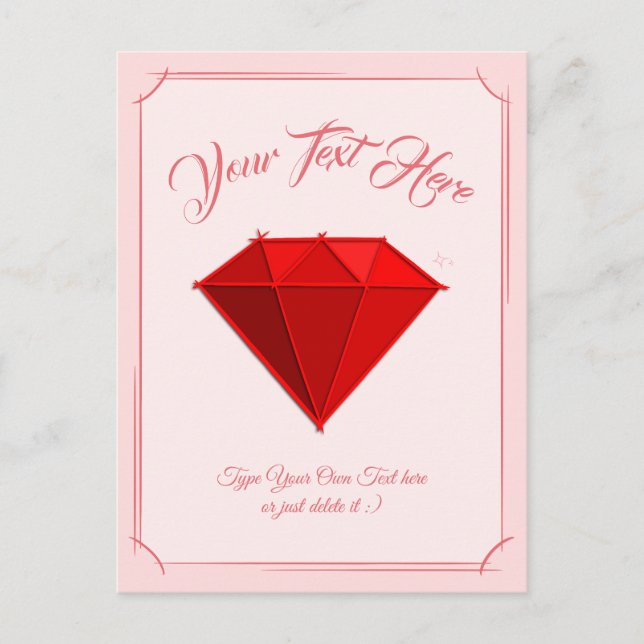 Ruby Gemstone. Jewellery. 40 Wedding Anniversary Postcard (Front)