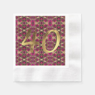 Ruby Gemstone Pattern 40th Wedding Anniversary Napkin