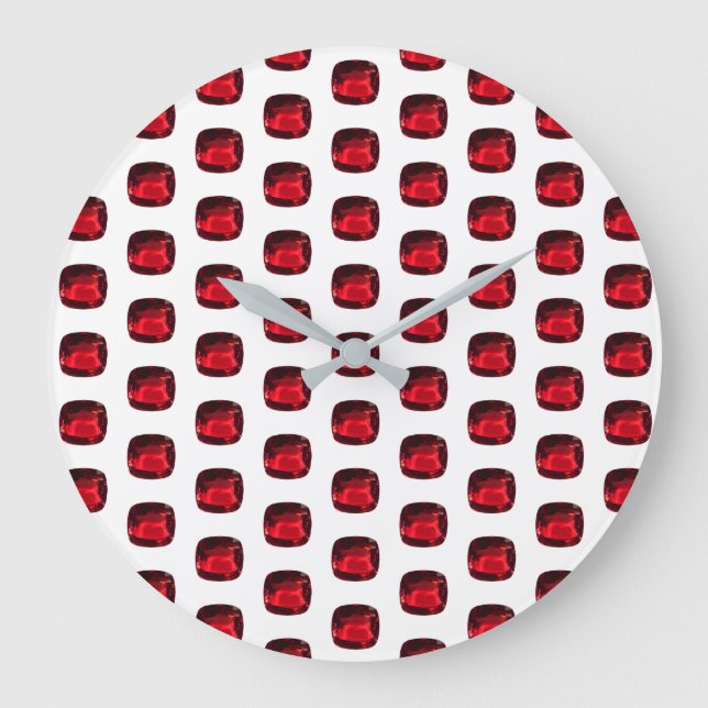 Ruby Gemstone Pattern, July Birthstone Large Clock (Front)