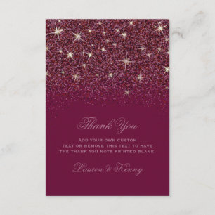 Ruby Glitz Glitter Thank You Cards