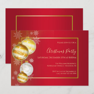 Ruby & Gold Festive Christmas Party Invitation