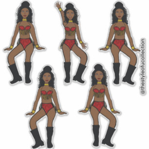Ruby Gold Fringe Dancer #2A Sticker