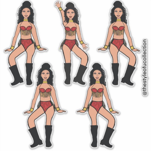 Ruby Gold Fringe Dancer #3A Sticker (Front)