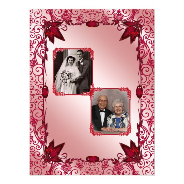 Ruby Happy 40th Wedding Anniversary Photo Print (Front)