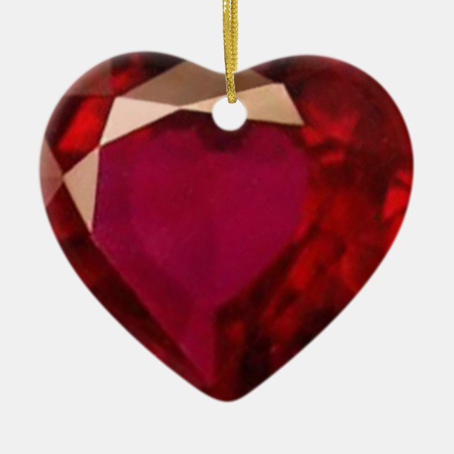 Ruby Heart Ceramic Tree Decoration (Front)