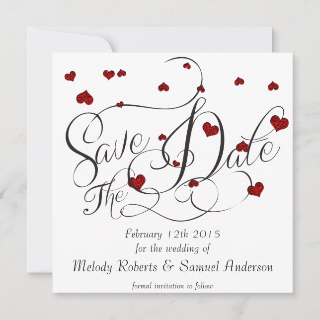Ruby Heart Confetti Save the Date (Front)