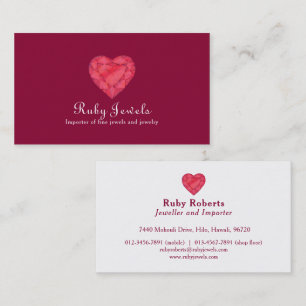 Ruby heart jewel jewellery business card