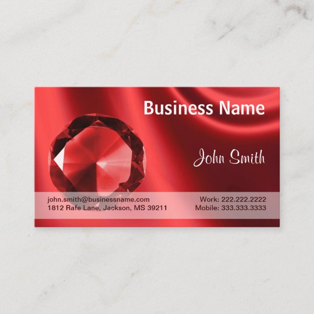 Ruby Jewellery Design Business Card (Front)