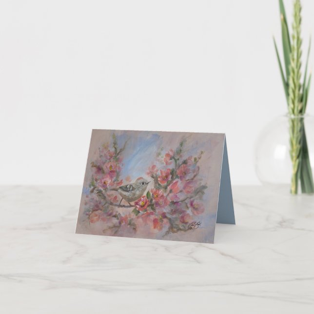 Ruby Kinglet 4" x 5.6"  Birthday/ Thank You Card (Front)