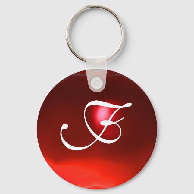 RUBY  MONOGRAM ,red Key Ring (Front)