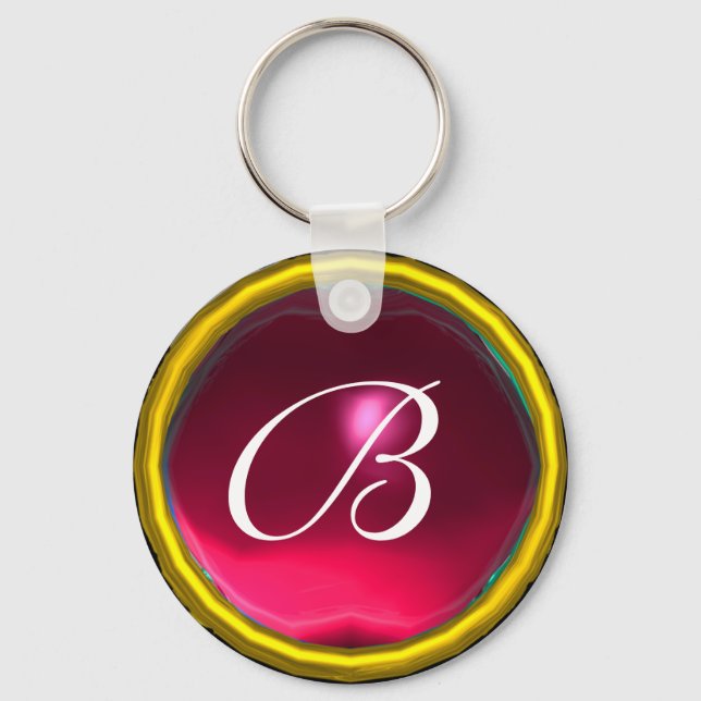 RUBY MONOGRAM ,red pink  yellow Key Ring (Front)